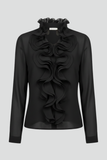 Women's Linen Ruffled Long Sleeve Blouse
