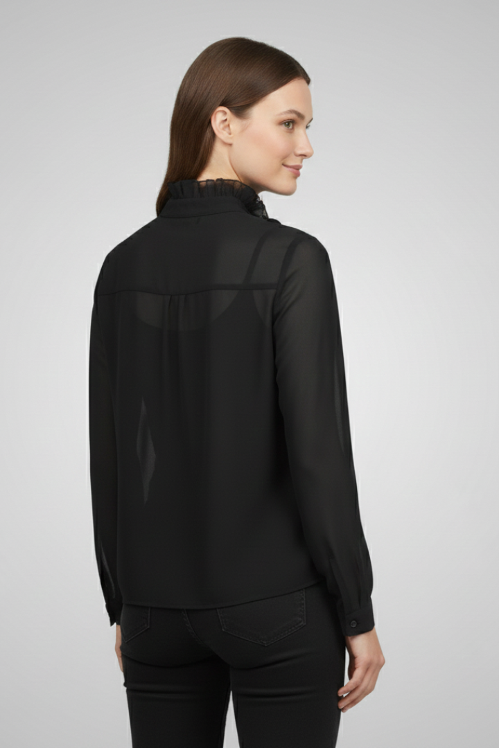 Women's Linen Ruffled Long Sleeve Blouse