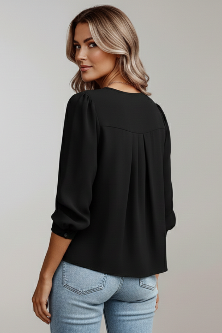 Women's Puff-Sleeve Linen Blouse
