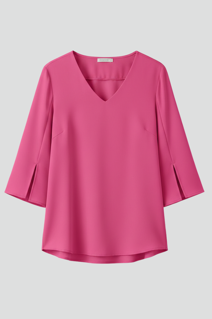 Women's Linen V-Neck Short-Sleeve Blouse