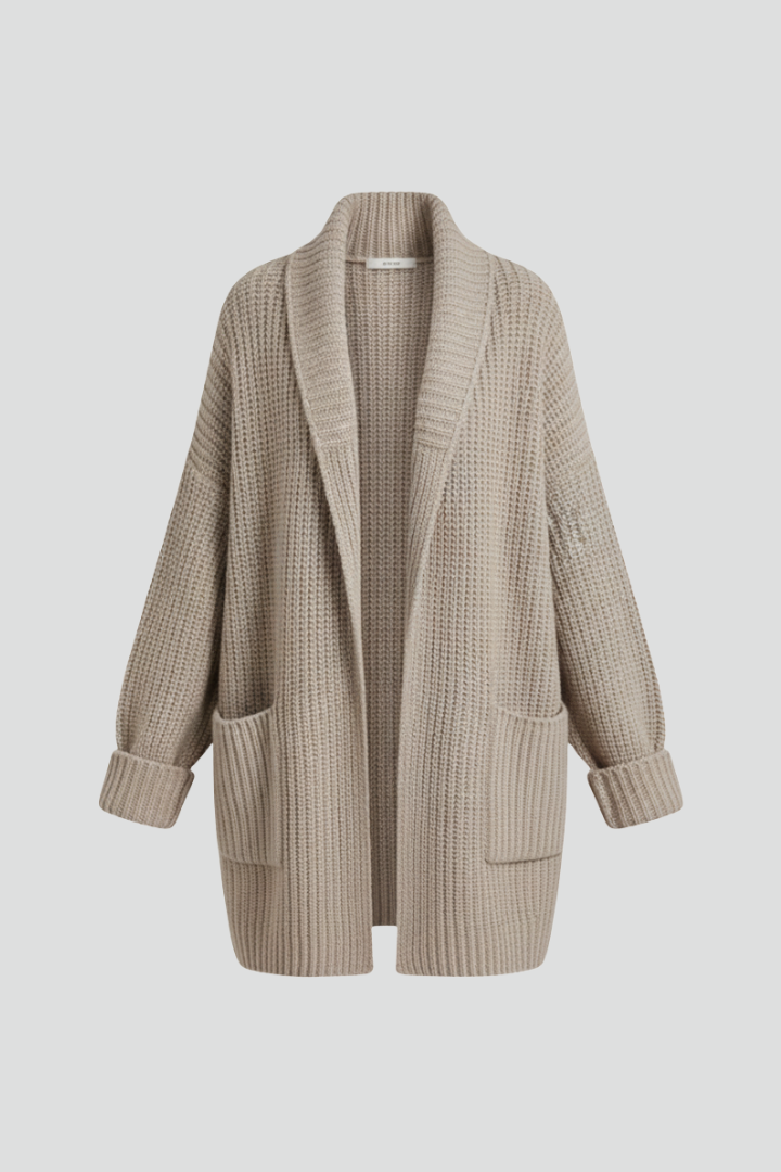 Women's Open Front Ribbed Knit Cardigan