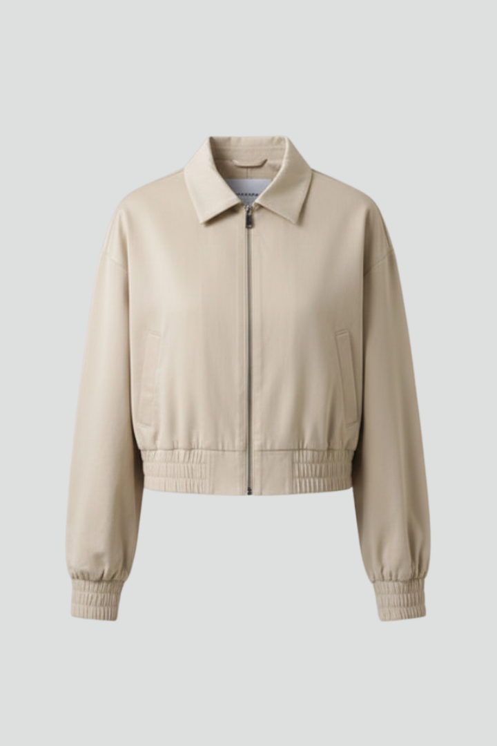 Women's Leather Bomber Jacket Zip Blouson Outerwear