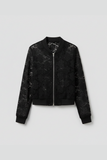 Women's Lace Zip Up Bomber Jacket Outerwear