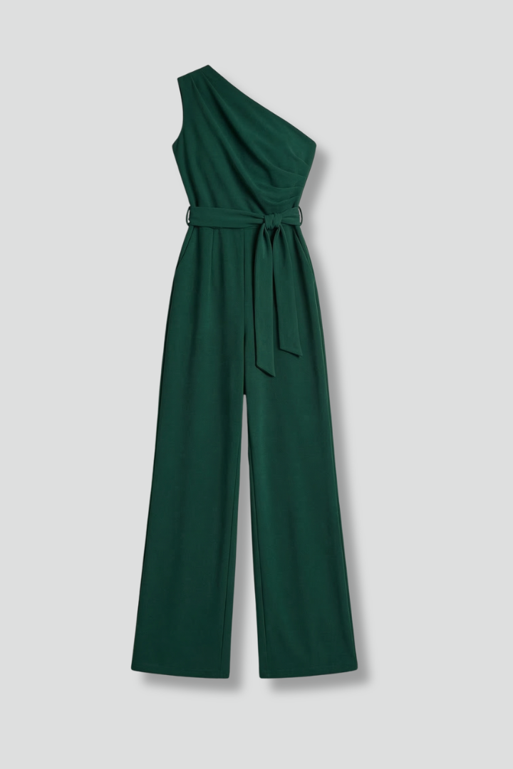 Women's Linen One-Shoulder Wide-Leg Jumpsuit