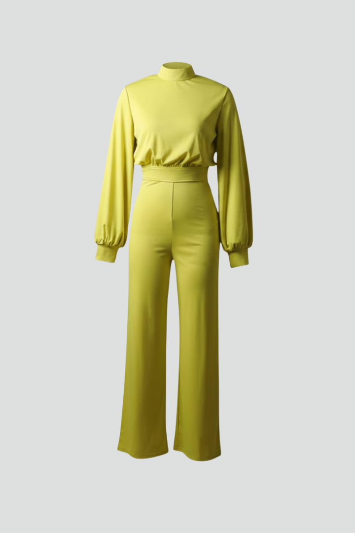Women's Linen Long Sleeve Wide Leg Jumpsuit