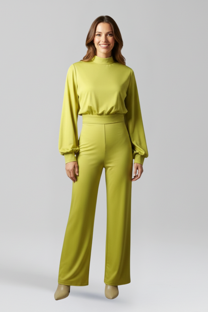 Women's Linen Long Sleeve Wide Leg Jumpsuit