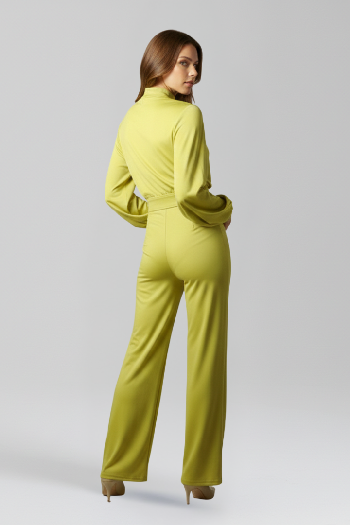 Women's Linen Long Sleeve Wide Leg Jumpsuit