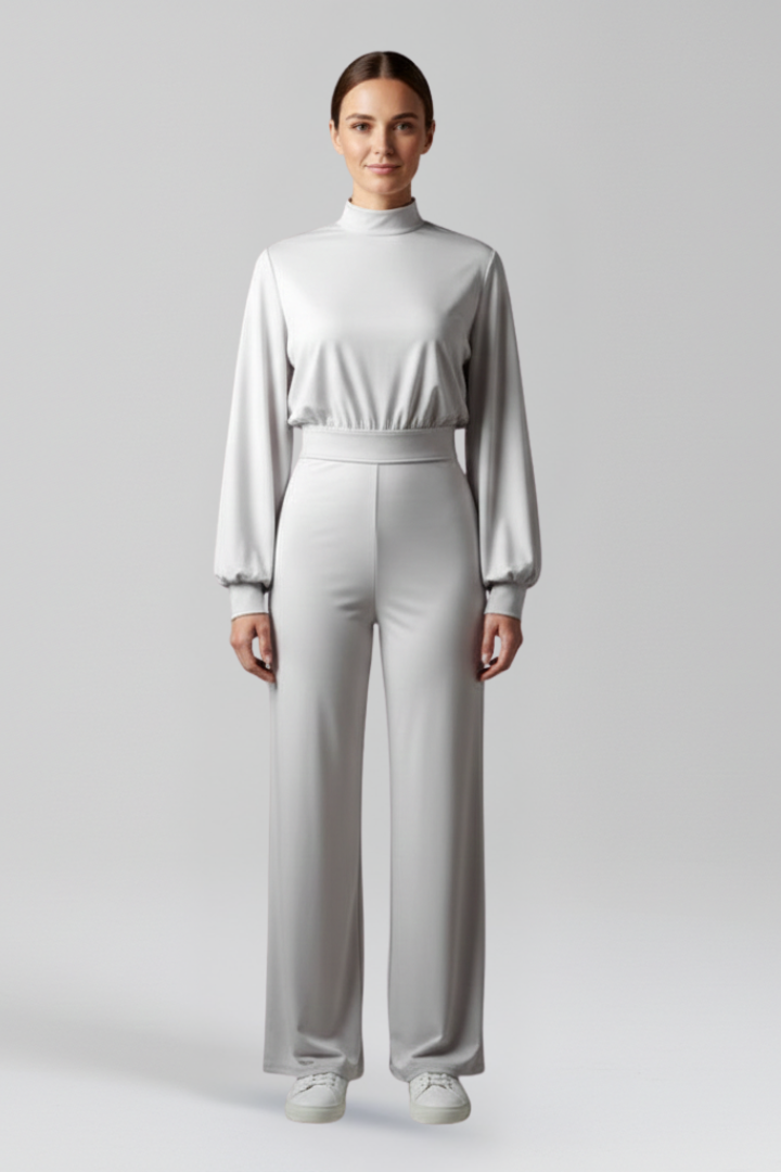 Women's Linen Long Sleeve Wide Leg Jumpsuit
