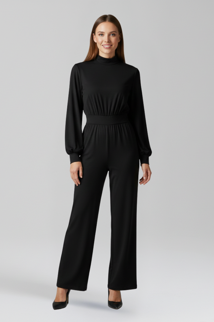 Women's Linen Long Sleeve Wide Leg Jumpsuit