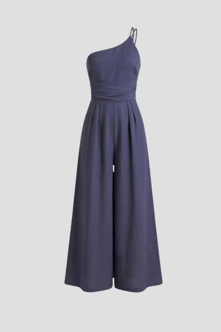 Women's Linen Jumpsuit One Shoulder Wide Leg Evening Playsuit