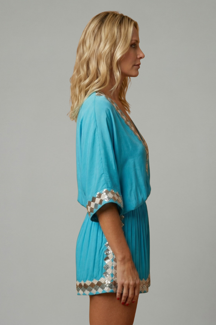 Women's Linen Blend V-Neck Jumpsuit
