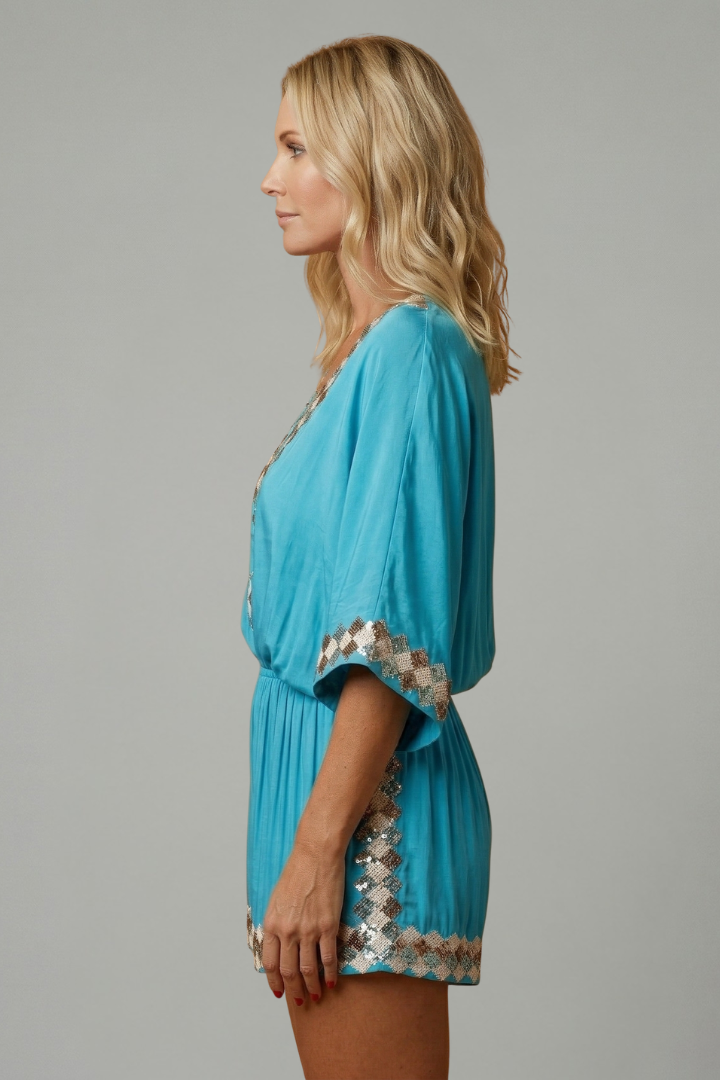 Women's Linen Blend V-Neck Jumpsuit