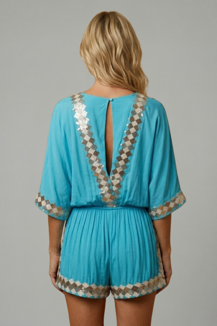 Women's Linen Blend V-Neck Jumpsuit