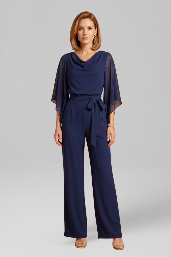 Women's Chiffon Jumpsuit Evening Wide Leg Pant Suit
