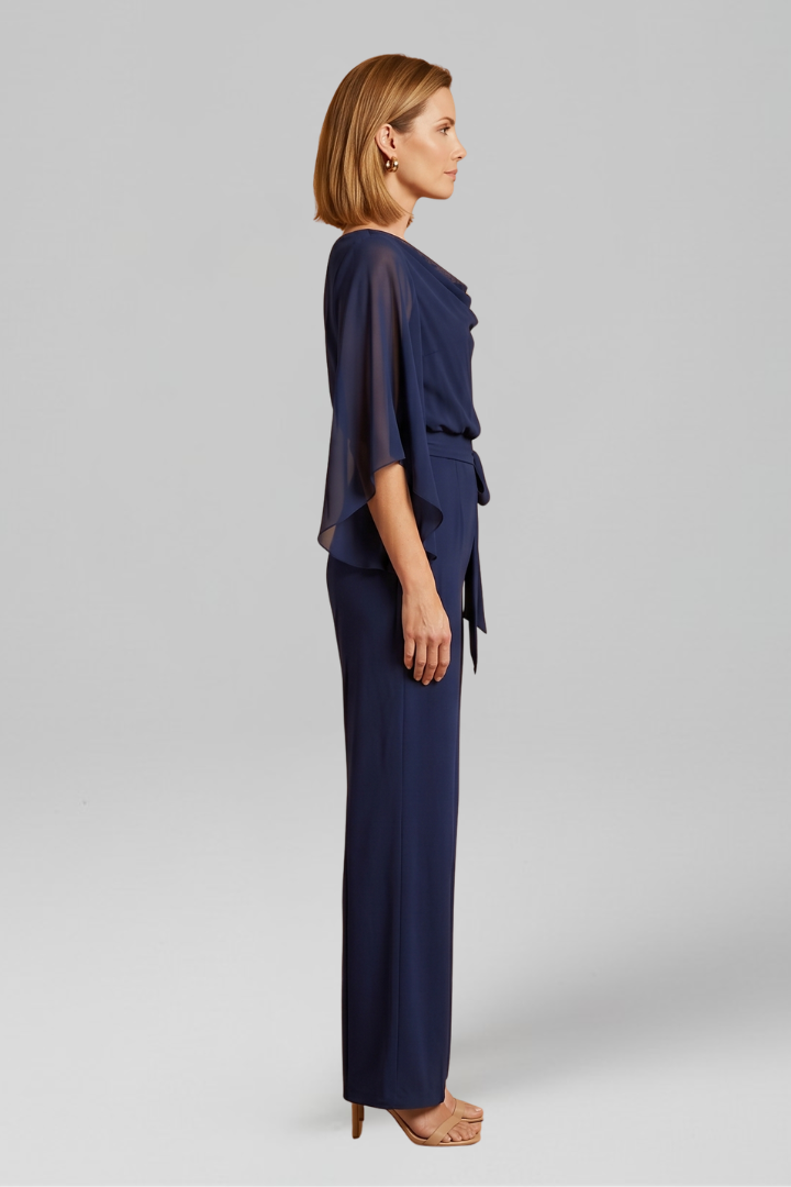 Women's Chiffon Jumpsuit Evening Wide Leg Pant Suit