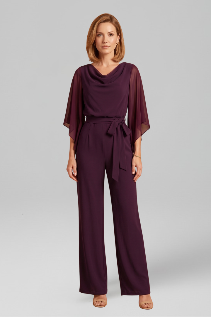 Women's Chiffon Jumpsuit Evening Wide Leg Pant Suit