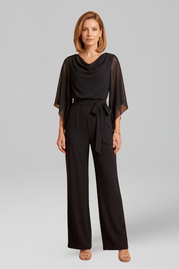Women's Chiffon Jumpsuit Evening Wide Leg Pant Suit