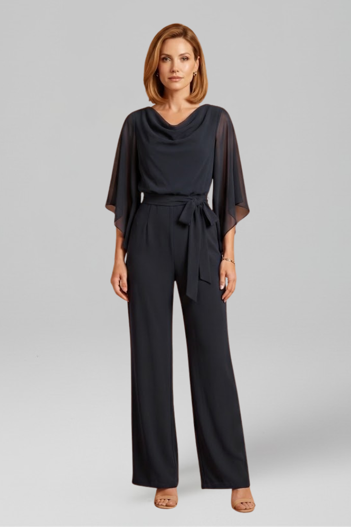 Women's Chiffon Jumpsuit Evening Wide Leg Pant Suit