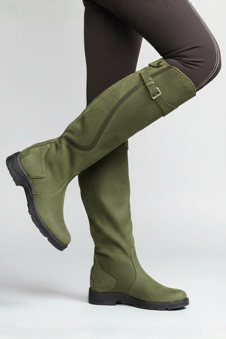 Bottes hautes en cuir pour femme, montantes jusqu'aux genoux, style équestre