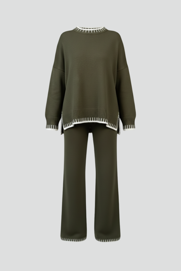 Women's Knit Lounge Set 2 Piece Oversized Jumper Wide Leg Trousers
