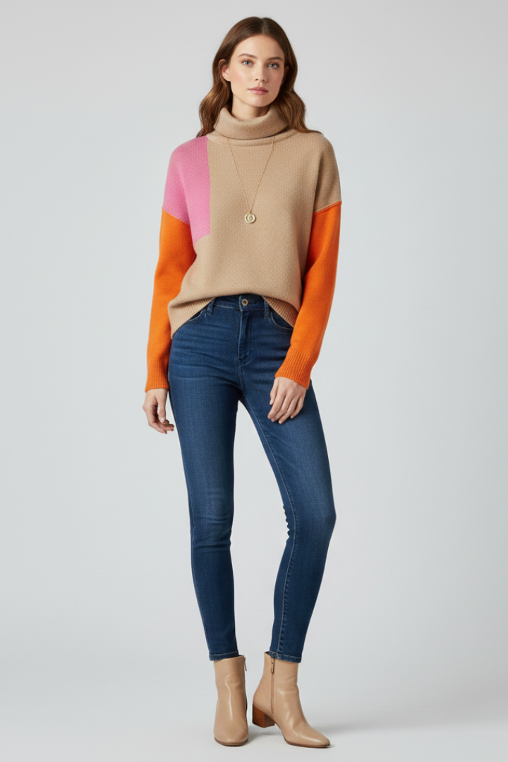 Women's Knit Mock-Neck Pullover Sweater Long Sleeve Jumper