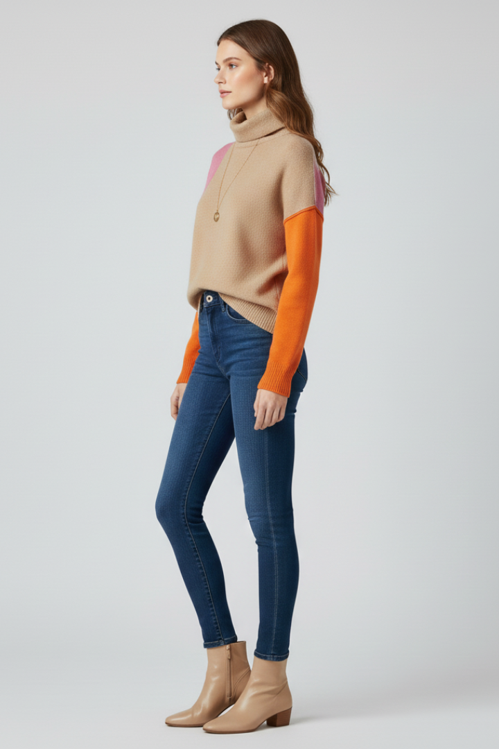 Women's Knit Mock-Neck Pullover Sweater Long Sleeve Jumper