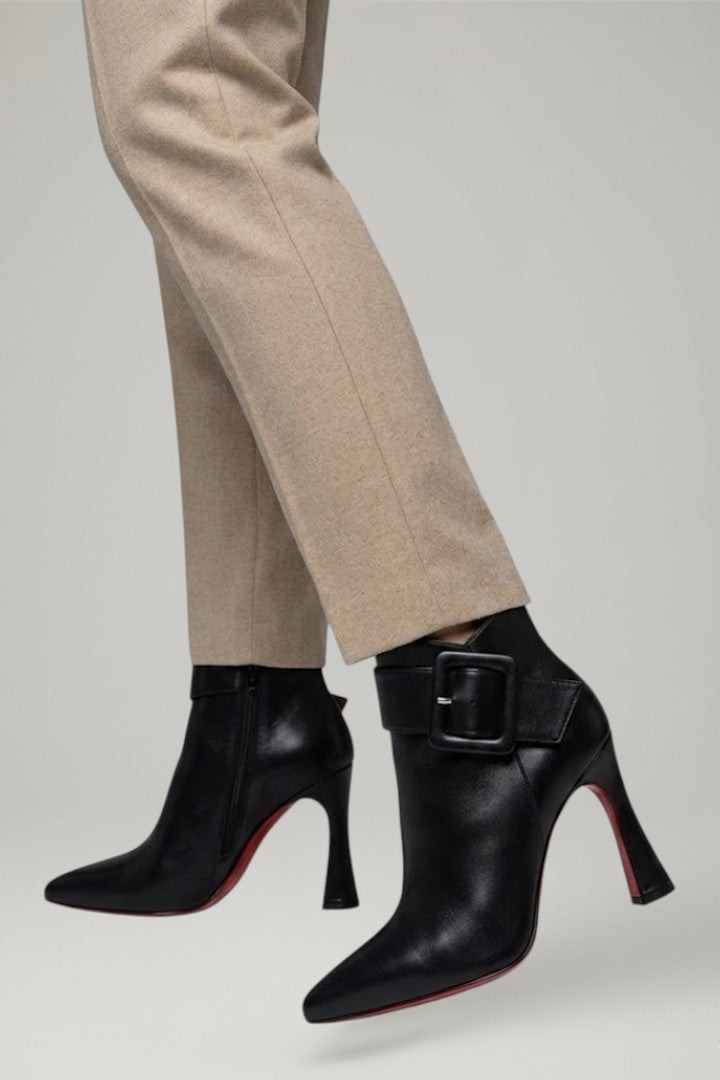 Bottes à talons hauts en cuir pour femmes, bout pointu, chevilles.