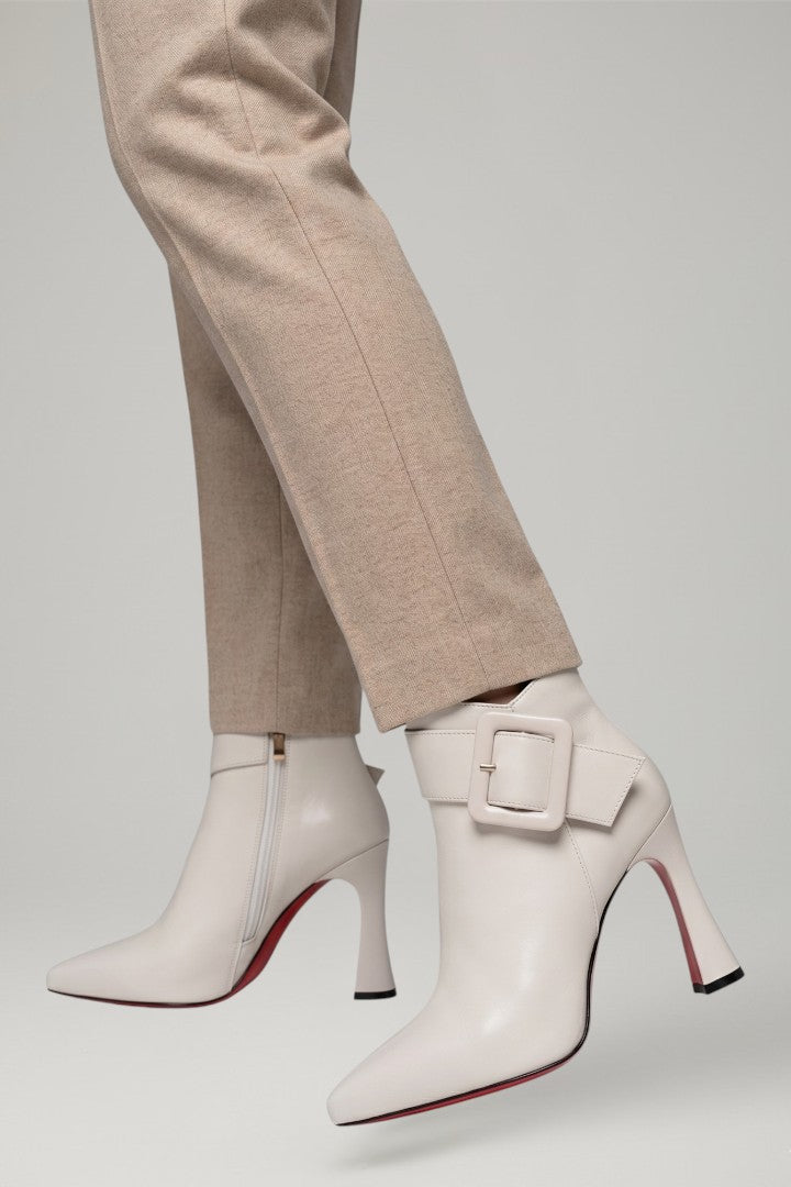 Bottes à talons hauts en cuir pour femmes, bout pointu, chevilles.
