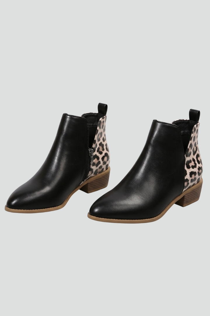 Bottines Chelsea en cuir pour femmes, motif léopard