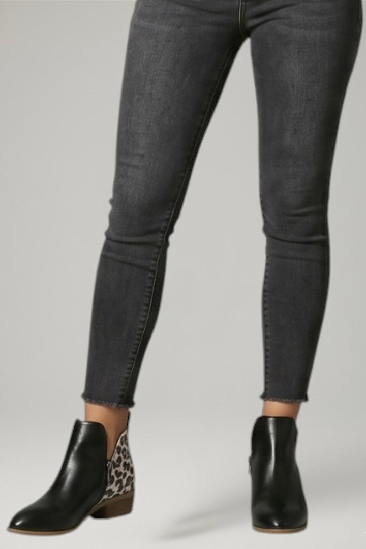 Bottines Chelsea en cuir pour femmes, motif léopard
