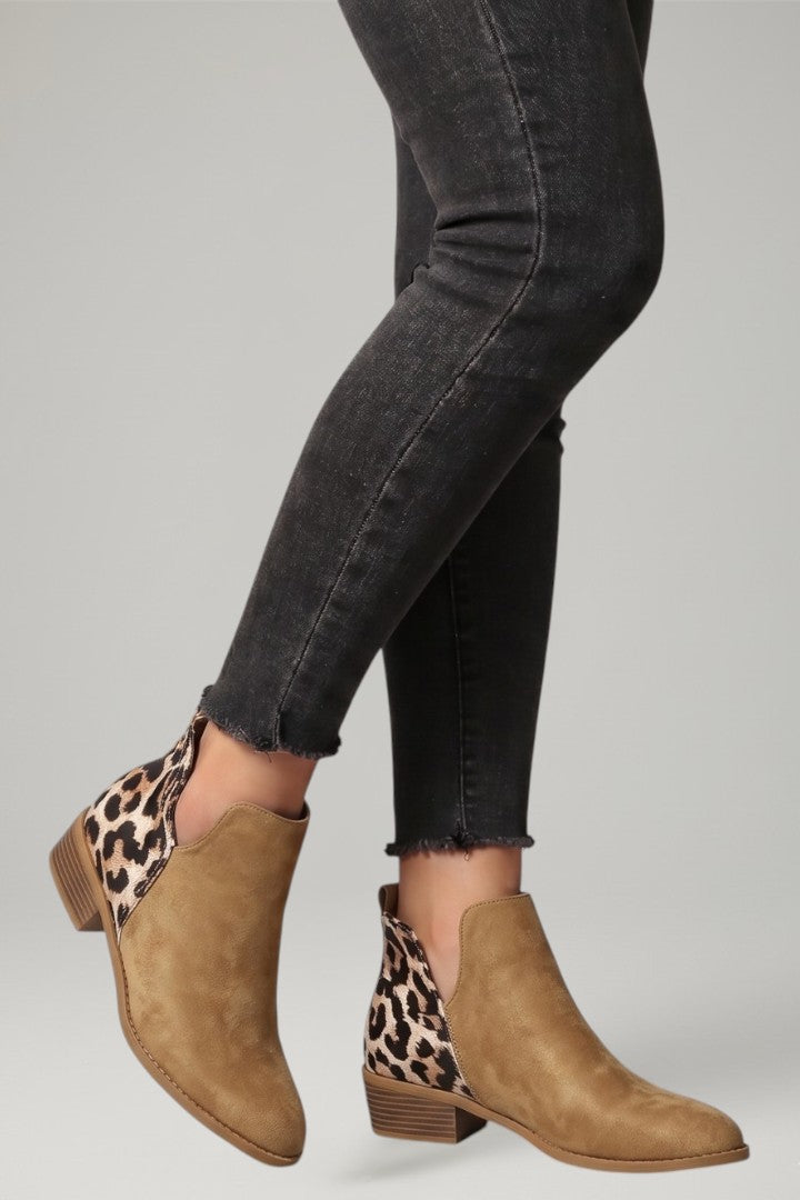 Bottines Chelsea en cuir pour femmes, motif léopard
