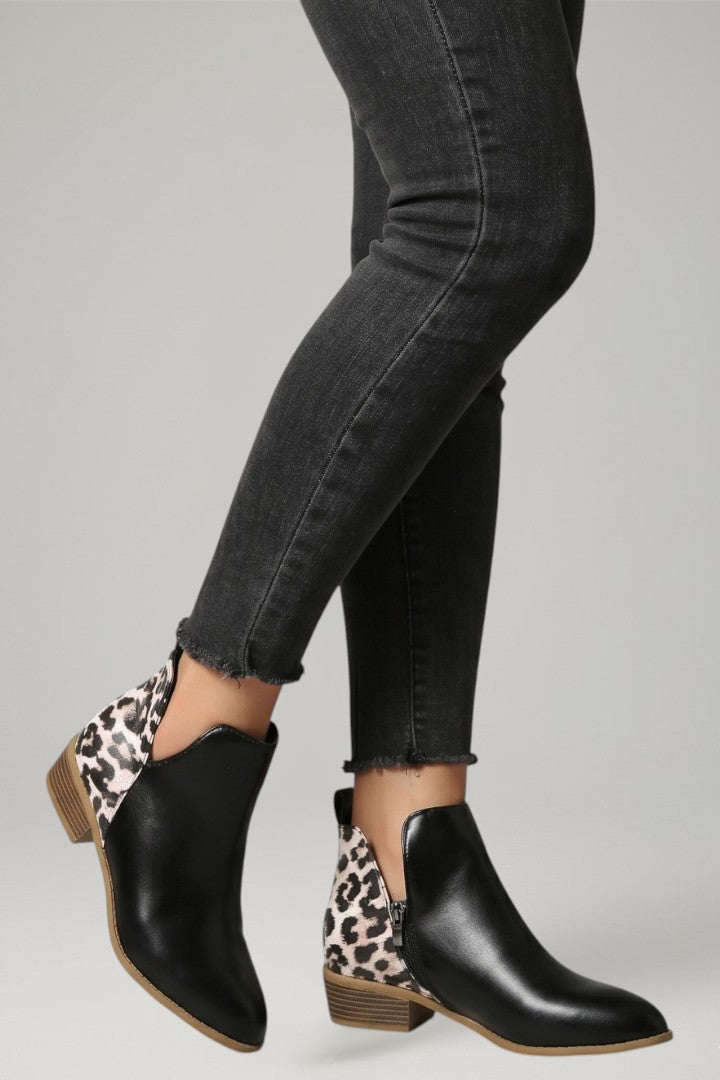 Bottines Chelsea en cuir pour femmes, motif léopard