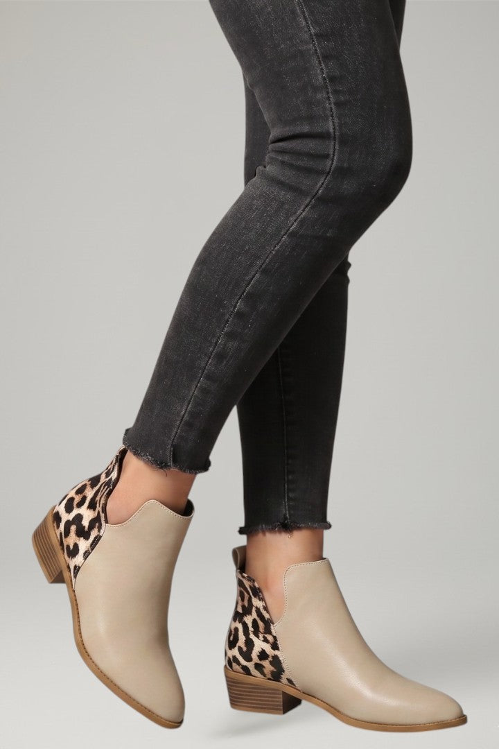Bottines Chelsea en cuir pour femmes, motif léopard