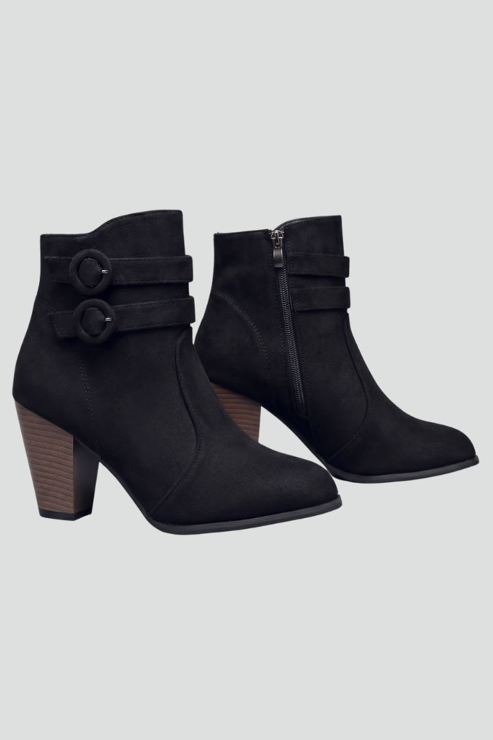 Bottes western en cuir pour femmes à talon bloc haut et cheville