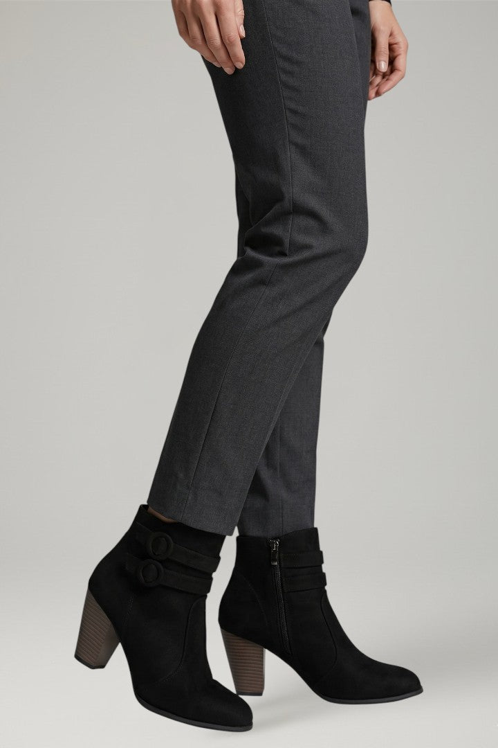 Bottes western en cuir pour femmes à talon bloc haut et cheville