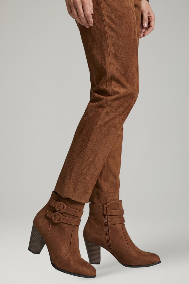 Bottes western en cuir pour femmes à talon bloc haut et cheville