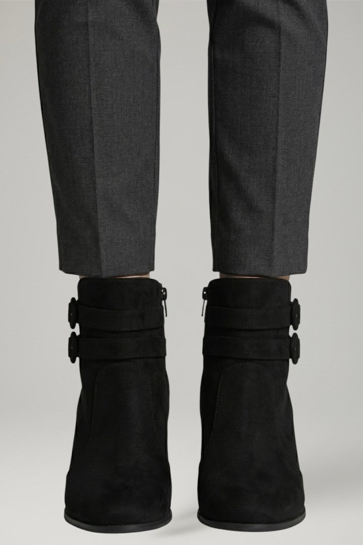Bottes western en cuir pour femmes à talon bloc haut et cheville