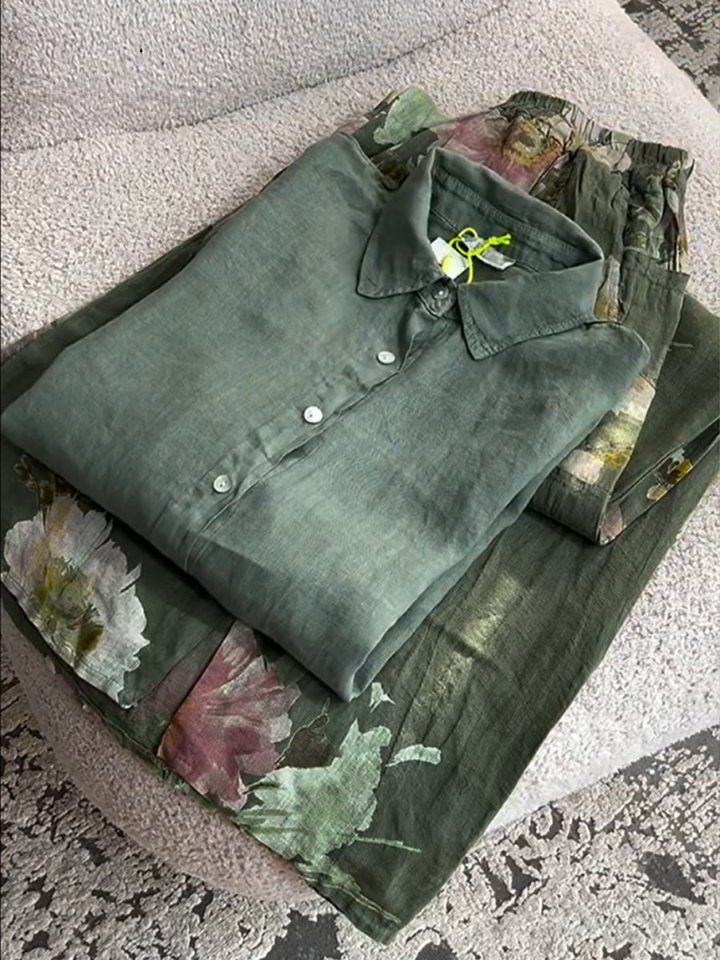 Women's Linen Button Down Long Sleeve Shirt