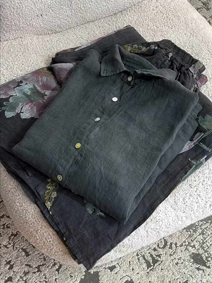 Women's Linen Button Down Long Sleeve Shirt