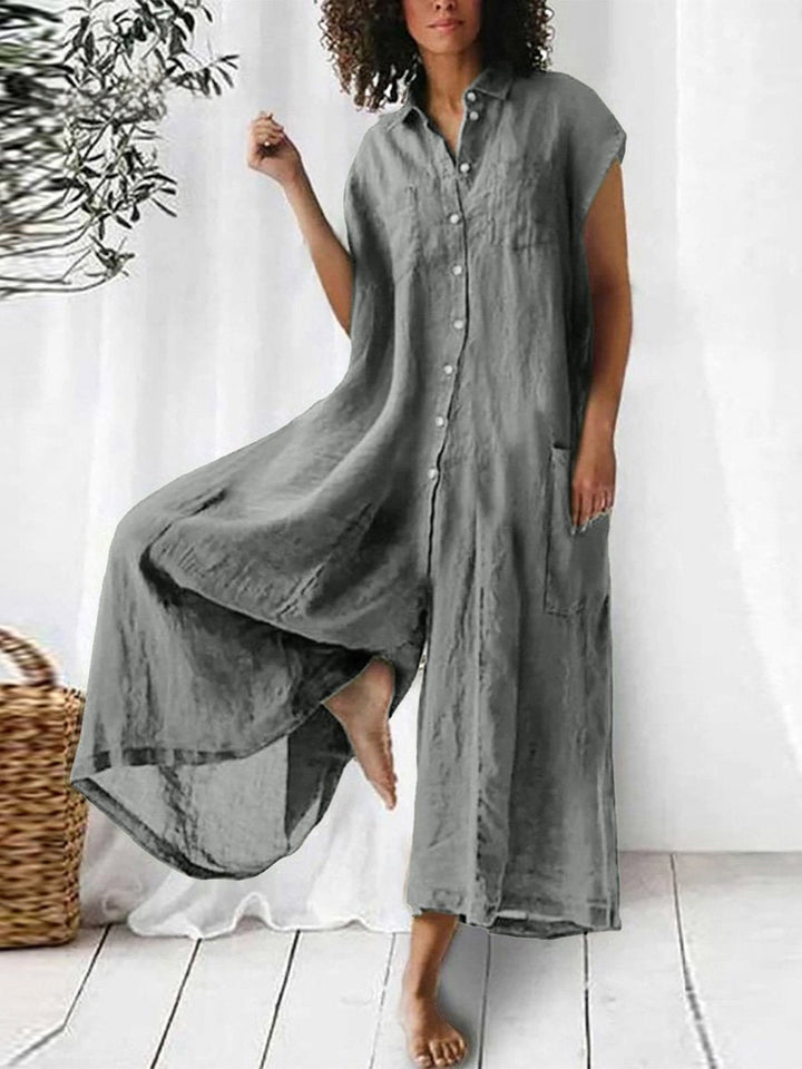 Women's Linen Jumpsuit Wide Leg Sleeveless Romper
