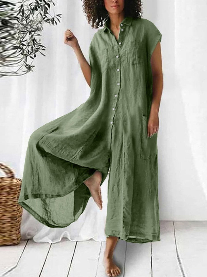Women's Linen Jumpsuit Wide Leg Sleeveless Romper