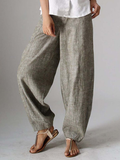 Women's Linen Wide Leg Harem Trousers Loose Fit Boho Pants