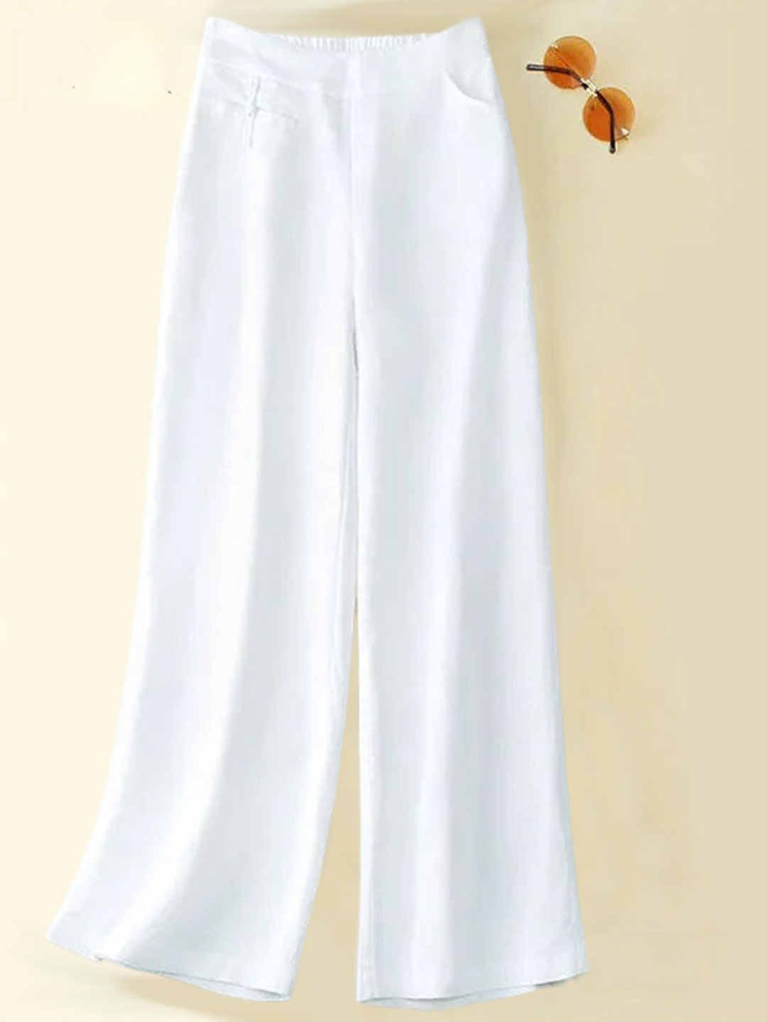 Women's Linen Wide Leg Trousers High Waisted Pants