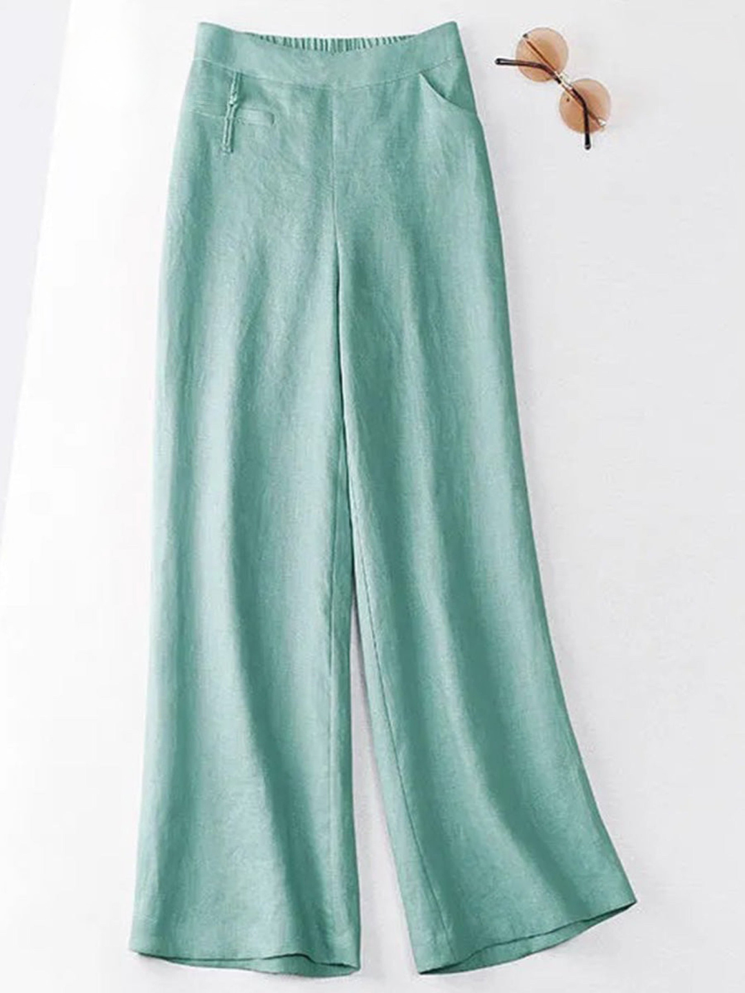 Women's Linen Wide Leg Trousers High Waisted Pants