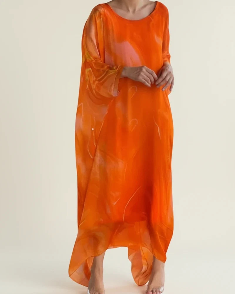 Robe maxi- kaftan ample en soie pour femme
