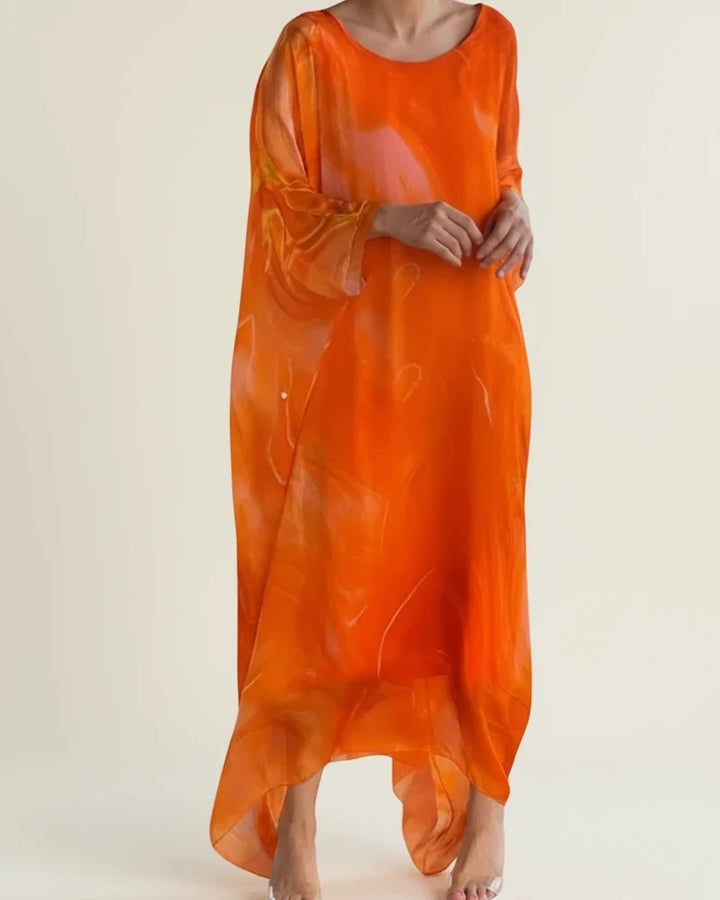 Robe maxi- kaftan ample en soie pour femme