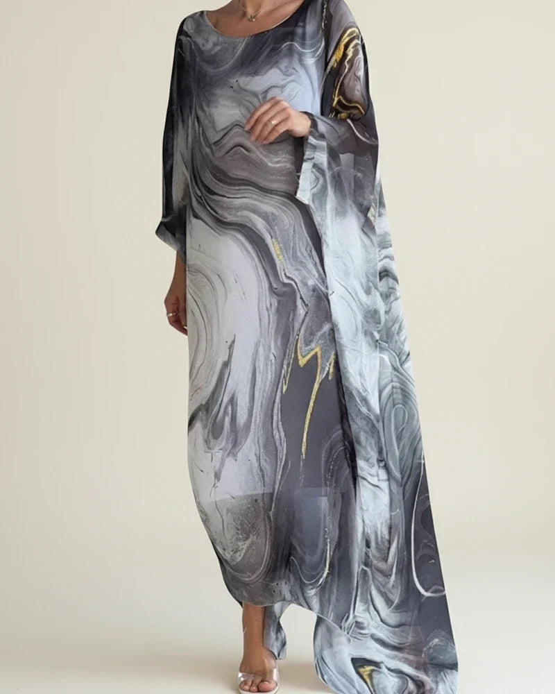 Robe maxi- kaftan ample en soie pour femme