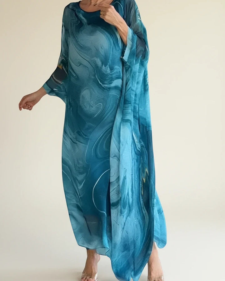 Robe maxi- kaftan ample en soie pour femme