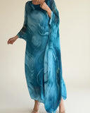 Robe maxi- kaftan ample en soie pour femme