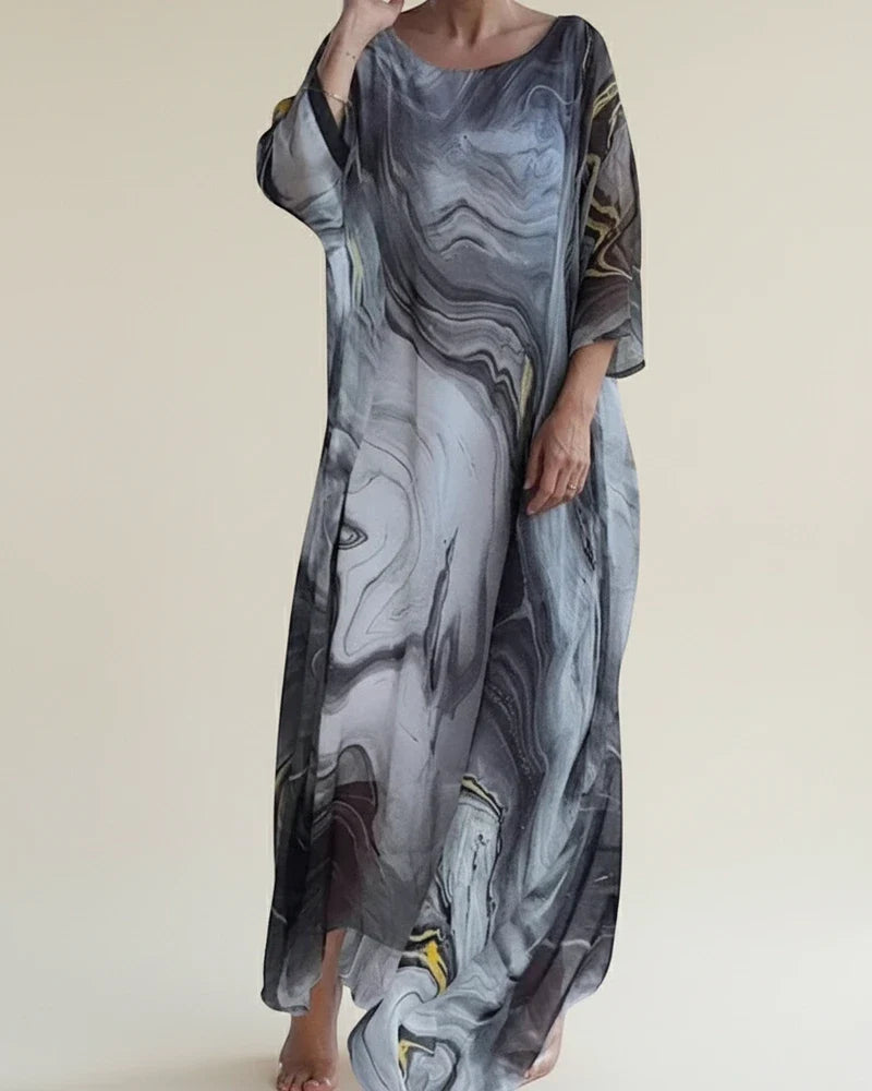 Robe maxi- kaftan ample en soie pour femme